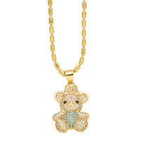 Simple Style Bear Copper Plating Inlay Zircon 18k Gold Plated Necklace Pendant main image 4