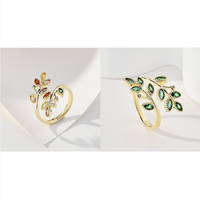 Elegant Lady Simple Style Leaves Copper 18k Gold Plated Zircon Rings In Bulk main image 2
