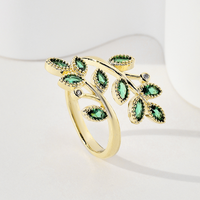 Elegant Lady Simple Style Leaves Copper 18k Gold Plated Zircon Rings In Bulk main image 4