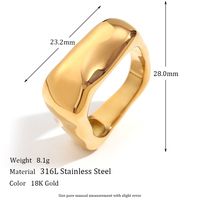 Simple Style Classic Style Solid Color Stainless Steel Plating 18k Gold Plated Rings sku image 5