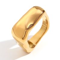 Simple Style Classic Style Solid Color Stainless Steel Plating 18k Gold Plated Rings sku image 4