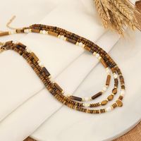 Classic Style Water Droplets Stainless Steel Tiger Eye Copper Beaded 18K Gold Plated Women's Necklace main image 5