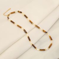 Estilo Clásico Gotitas De Agua Acero Inoxidable Ojo De Tigre Cobre Con Cuentas Chapados en oro de 18k Mujeres Collar sku image 1