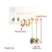 1 Set Elegant Round Moon Eye Plating Inlay 316 Stainless Steel  Rhinestones 14K Gold Plated Drop Earrings sku image 5