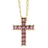 Simple Style Cross Copper Plating Inlay Zircon 18k Gold Plated Necklace Pendant main image 6