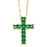 Simple Style Cross Copper Plating Inlay Zircon 18k Gold Plated Necklace Pendant main image 5