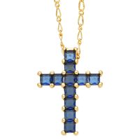 Simple Style Cross Copper Plating Inlay Zircon 18k Gold Plated Necklace Pendant main image 7