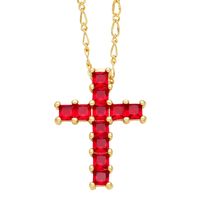 Simple Style Cross Copper Plating Inlay Zircon 18k Gold Plated Necklace Pendant main image 3