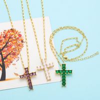 Simple Style Cross Copper Plating Inlay Zircon 18k Gold Plated Necklace Pendant main image 8