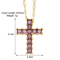 Simple Style Cross Copper Plating Inlay Zircon 18k Gold Plated Necklace Pendant sku image 1