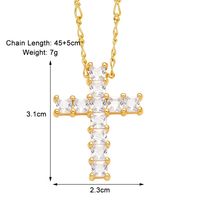 Simple Style Cross Copper Plating Inlay Zircon 18k Gold Plated Necklace Pendant sku image 2