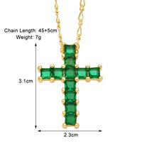 Simple Style Cross Copper Plating Inlay Zircon 18k Gold Plated Necklace Pendant sku image 3