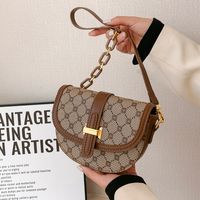 Women's All Seasons Pu Leather Letter Vintage Style Sewing Thread Square Flip Cover Saddle Bag main image 4