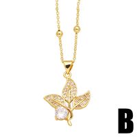 Simple Style Flower Copper Plating Inlay Zircon 18k Gold Plated Pendant Necklace main image 5