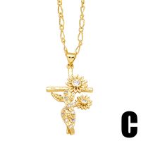 Simple Style Flower Copper Plating Inlay Zircon 18k Gold Plated Pendant Necklace main image 4