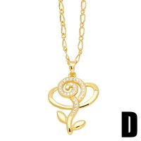Simple Style Flower Copper Plating Inlay Zircon 18k Gold Plated Pendant Necklace main image 3
