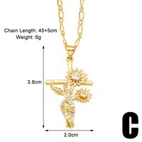 Simple Style Flower Copper Plating Inlay Zircon 18k Gold Plated Pendant Necklace sku image 3