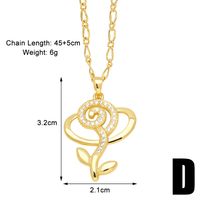 Simple Style Flower Copper Plating Inlay Zircon 18k Gold Plated Pendant Necklace sku image 4