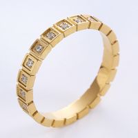 Simple Style Solid Color Stainless Steel Plating Inlay Rhinestones Rose Gold Plated Gold Plated Rings sku image 5