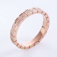 Simple Style Solid Color Stainless Steel Plating Inlay Rhinestones Rose Gold Plated Gold Plated Rings sku image 9