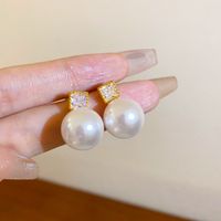 1 Pair Sweet Flower Plating Imitation Pearl Drop Earrings sku image 21