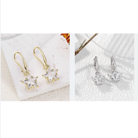 1 Pair Lady Simple Style Star Plating Inlay Copper Zircon 18k Gold Plated Drop Earrings main image 3