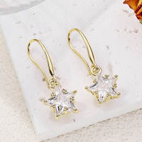 1 Pair Lady Simple Style Star Plating Inlay Copper Zircon 18k Gold Plated Drop Earrings main image 4