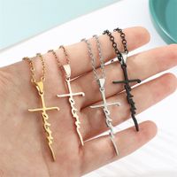Wholesale Simple Style Classic Style Commute Cross Stainless Steel Plating Pendant Necklace main image 1