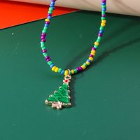 Cute Christmas Tree Glass Wholesale Pendant Necklace sku image 2