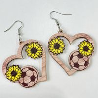1 Pair Simple Style Flower Printing Wood Drop Earrings main image 5