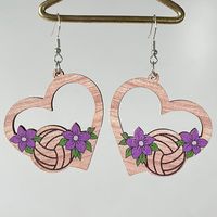 1 Pair Simple Style Flower Printing Wood Drop Earrings main image 4