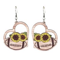 1 Pair Simple Style Flower Printing Wood Drop Earrings main image 2