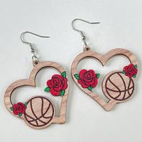 1 Pair Simple Style Flower Printing Wood Drop Earrings sku image 1