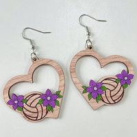 1 Pair Simple Style Flower Printing Wood Drop Earrings sku image 2