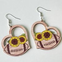 1 Pair Simple Style Flower Printing Wood Drop Earrings sku image 3