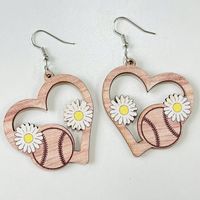 1 Pair Simple Style Flower Printing Wood Drop Earrings sku image 5