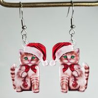 1 Pair Cute Geometric Animal Christmas Hat Arylic Drop Earrings sku image 1
