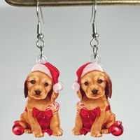 1 Pair Cute Geometric Animal Christmas Hat Arylic Drop Earrings sku image 3