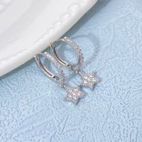 1 Pair Elegant Simple Style Streetwear Star Solid Color Plating Inlay Sterling Silver Zircon Drop Earrings main image 2