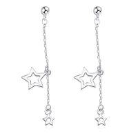 1 Pair Elegant Simple Style Star Solid Color Plating Sterling Silver Drop Earrings sku image 1