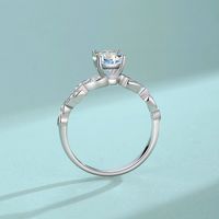 Simple Style Leaf Sterling Silver Inlay Moissanite Zircon Rings main image 3