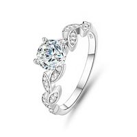 Simple Style Leaf Sterling Silver Inlay Moissanite Zircon Rings main image 5