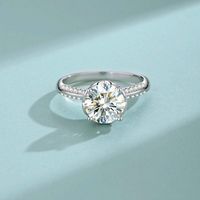 Simple Style Heart Shape Sterling Silver Inlay Moissanite Zircon Rings main image 1