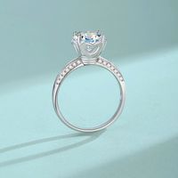 Simple Style Heart Shape Sterling Silver Inlay Moissanite Zircon Rings main image 4