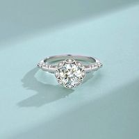 Simple Style Leaf Sterling Silver Inlay Moissanite Zircon Rings main image 1