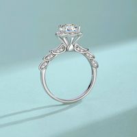 Simple Style Leaf Sterling Silver Inlay Moissanite Zircon Rings main image 3