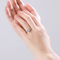 Simple Style Leaf Sterling Silver Inlay Moissanite Zircon Rings main image 4