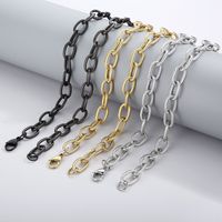 Titanium Steel 18K Gold Plated Hip-Hop Retro Chain Solid Color Necklace main image 5