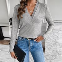 Women's T-shirt Long Sleeve T-Shirts Casual Elegant Simple Style Solid Color main image 4