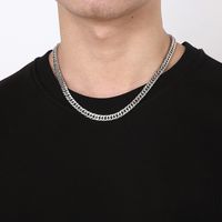 Hip-hop Retro Solid Color Titanium Steel Chain Men's Necklace main image 5